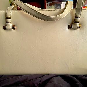 Vintage 1950’s Art Deco Kelly Hand bag white leather.